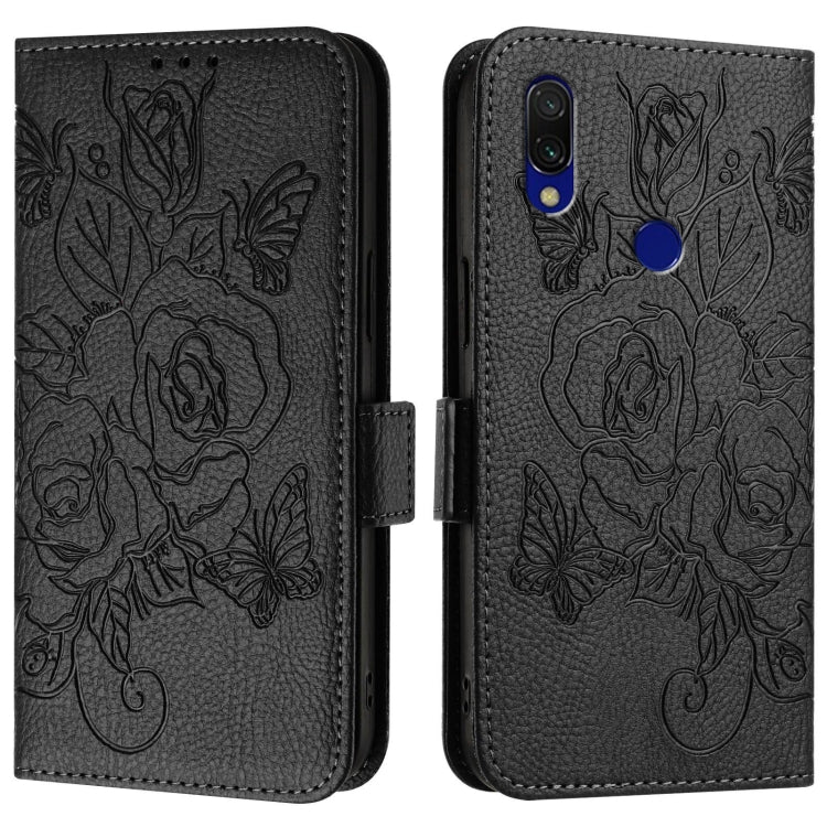 For Redmi 7 Embossed Rose RFID Anti-theft Leather Phone Case