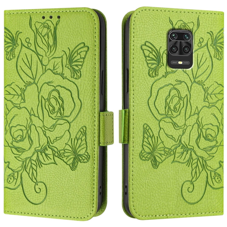 For Redmi Note 9 Pro 4G / 9S 4G / 9 Pro Max Embossed Rose RFID Anti-theft Leather Phone Case