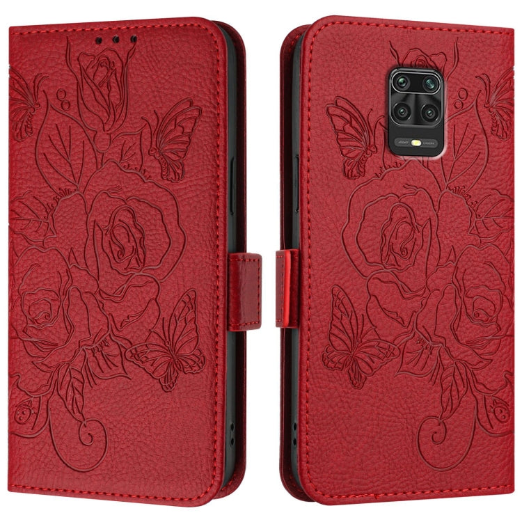 For Redmi Note 9 Pro 4G / 9S 4G / 9 Pro Max Embossed Rose RFID Anti-theft Leather Phone Case