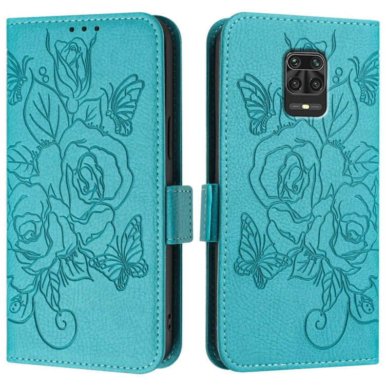 For Redmi Note 9 Pro 4G / 9S 4G / 9 Pro Max Embossed Rose RFID Anti-theft Leather Phone Case