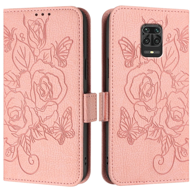 For Redmi Note 10 Lite / Xiaomi Poco M2 Pro Embossed Rose RFID Anti-theft Leather Phone Case