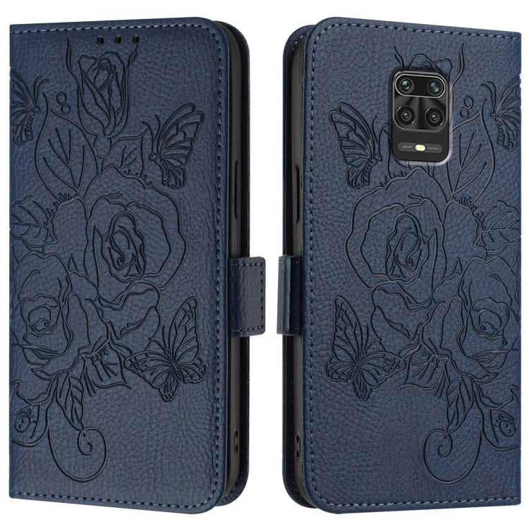For Redmi Note 10 Lite / Xiaomi Poco M2 Pro Embossed Rose RFID Anti-theft Leather Phone Case