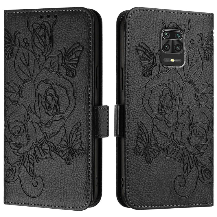 For Redmi Note 10 Lite / Xiaomi Poco M2 Pro Embossed Rose RFID Anti-theft Leather Phone Case