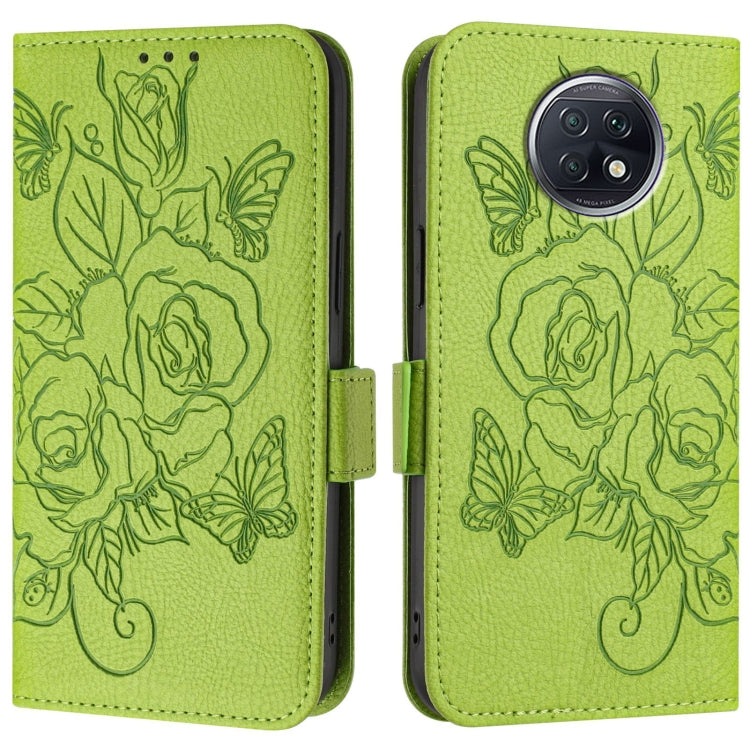 For Redmi Note 9T Global Embossed Rose RFID Anti-theft Leather Phone Case