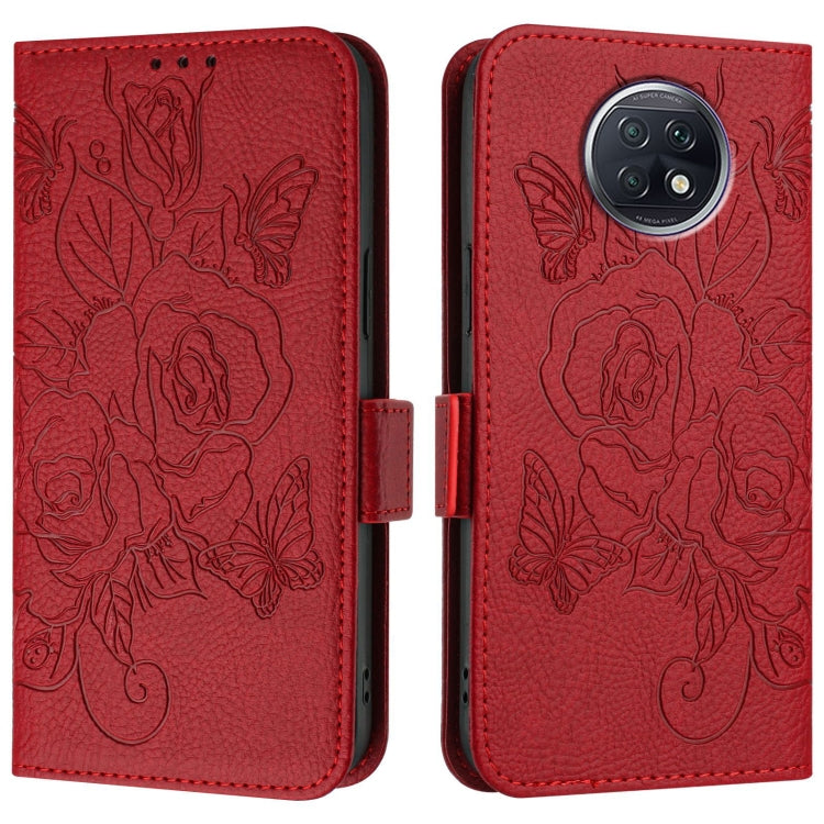 For Redmi Note 9T Global Embossed Rose RFID Anti-theft Leather Phone Case