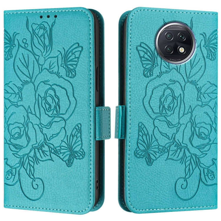 For Redmi Note 9T Global Embossed Rose RFID Anti-theft Leather Phone Case