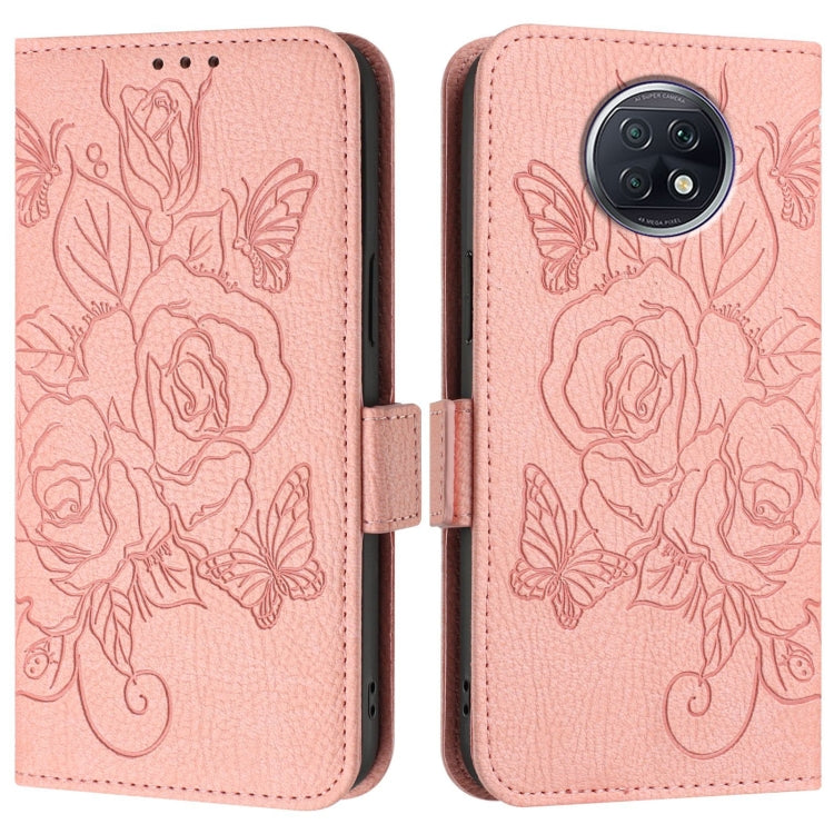 For Redmi Note 9T Global Embossed Rose RFID Anti-theft Leather Phone Case