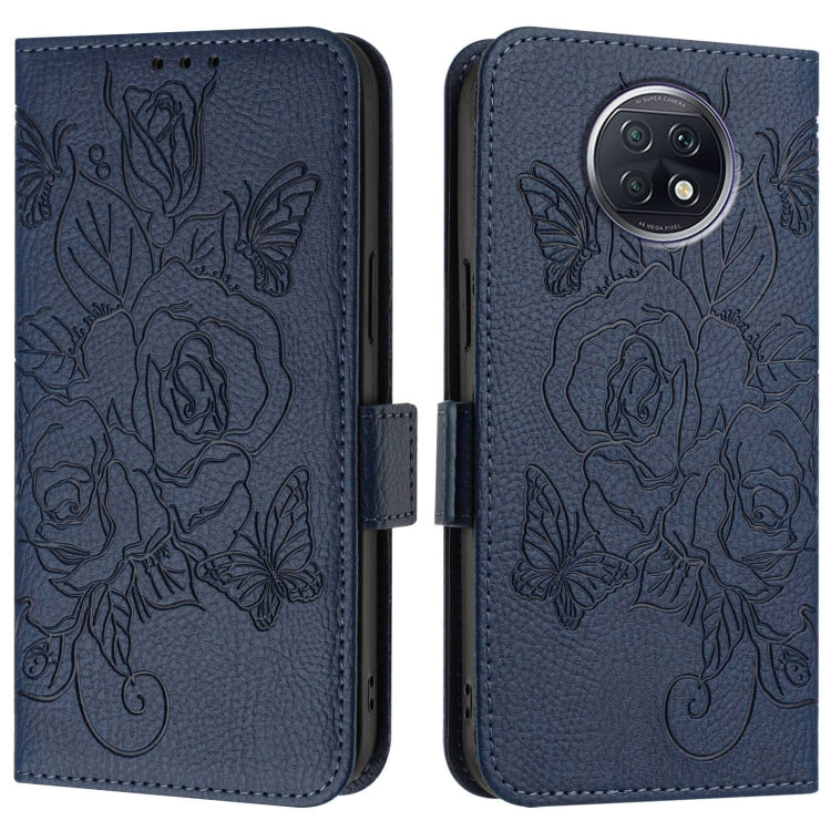 For Redmi Note 9T Global Embossed Rose RFID Anti-theft Leather Phone Case