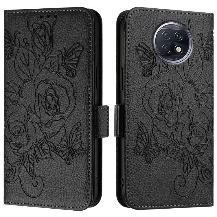 For Redmi Note 9T Global Embossed Rose RFID Anti-theft Leather Phone Case