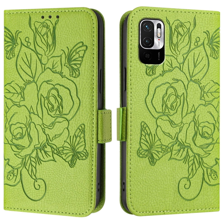 For Redmi Note 10 5G / Note 10T 5G Embossed Rose RFID Anti-theft Leather Phone Case