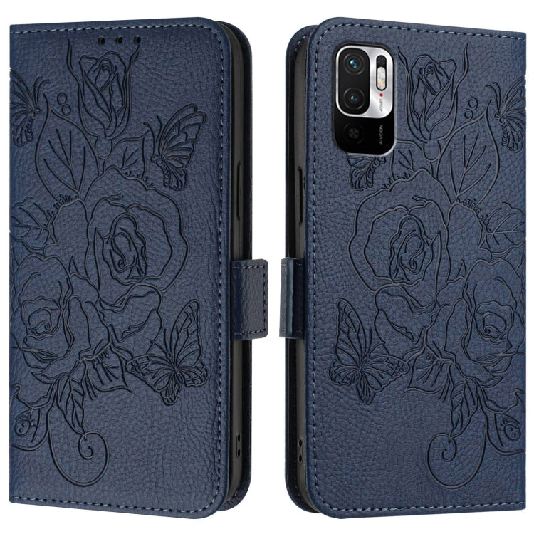 For Redmi Note 10 5G / Note 10T 5G Embossed Rose RFID Anti-theft Leather Phone Case
