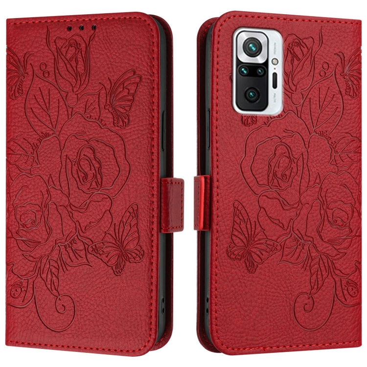 For Redmi Note 10 Pro 4G / Note 10 Pro Max Embossed Rose RFID Anti-theft Leather Phone Case