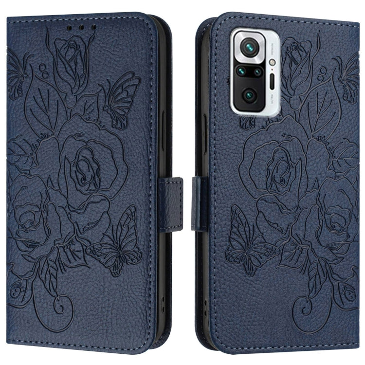 For Redmi Note 10 Pro 4G / Note 10 Pro Max Embossed Rose RFID Anti-theft Leather Phone Case