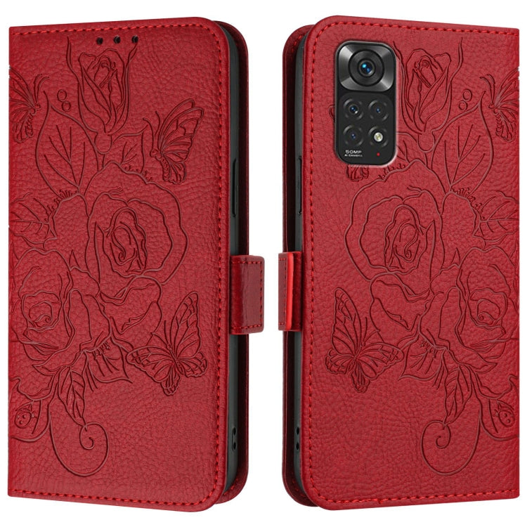 For Redmi Note 11 / 11S / 12S 4G Global Embossed Rose RFID Anti-theft Leather Phone Case