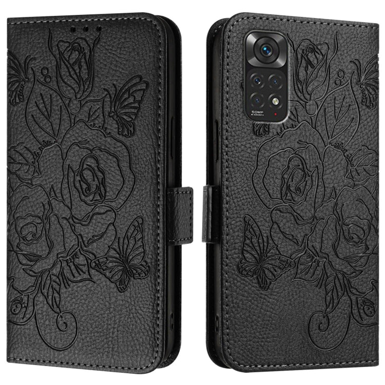For Redmi Note 11 / 11S / 12S 4G Global Embossed Rose RFID Anti-theft Leather Phone Case