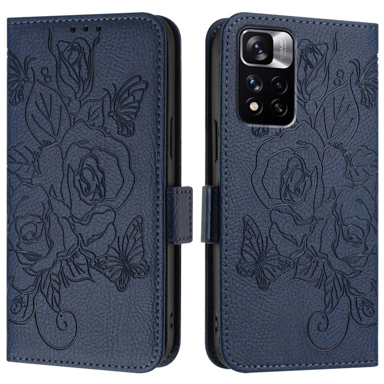 For Redmi Note 11 Pro 5G / 4G / Global Embossed Rose RFID Anti-theft Leather Phone Case
