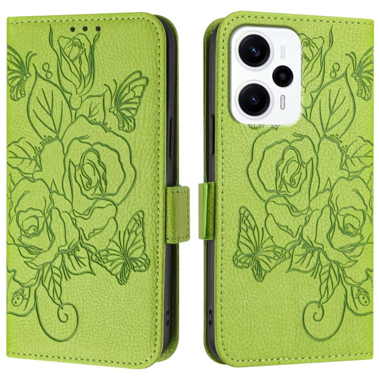 For Redmi Note 11T Pro+ / Note 12T Pro / K50i Embossed Rose RFID Anti-theft Leather Phone Case