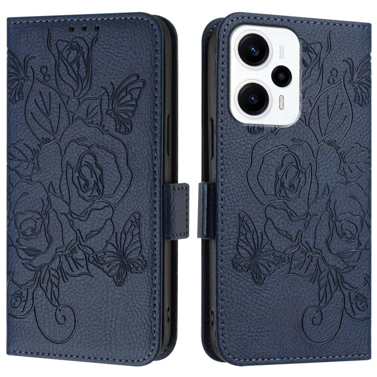 For Redmi Note 11T Pro+ / Note 12T Pro / K50i Embossed Rose RFID Anti-theft Leather Phone Case