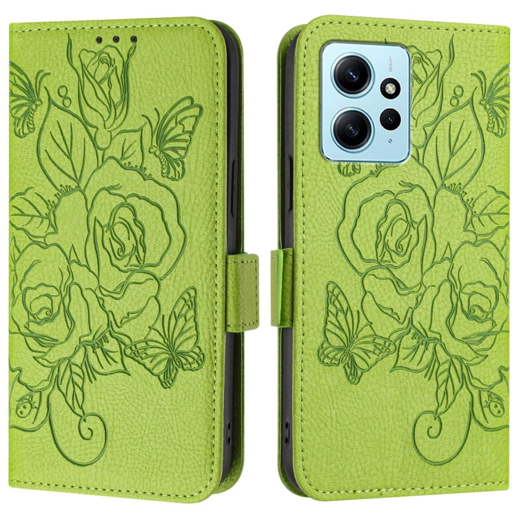 For Redmi Note 12 4G Global Embossed Rose RFID Anti-theft Leather Phone Case