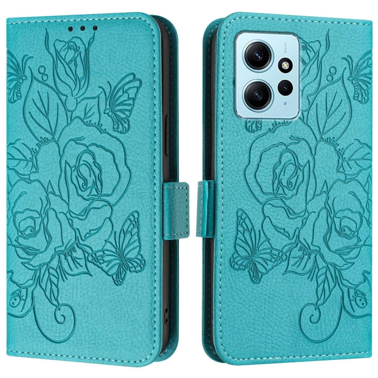 For Redmi Note 12 4G Global Embossed Rose RFID Anti-theft Leather Phone Case