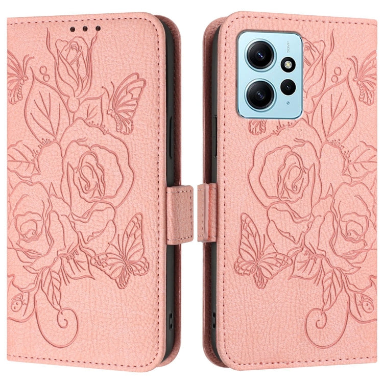 For Redmi Note 12 4G Global Embossed Rose RFID Anti-theft Leather Phone Case