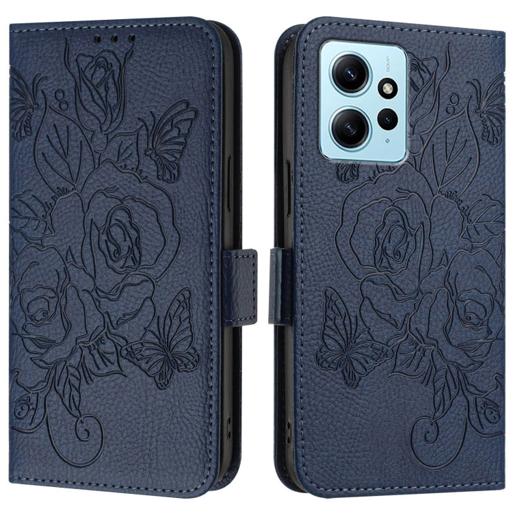 For Redmi Note 12 4G Global Embossed Rose RFID Anti-theft Leather Phone Case