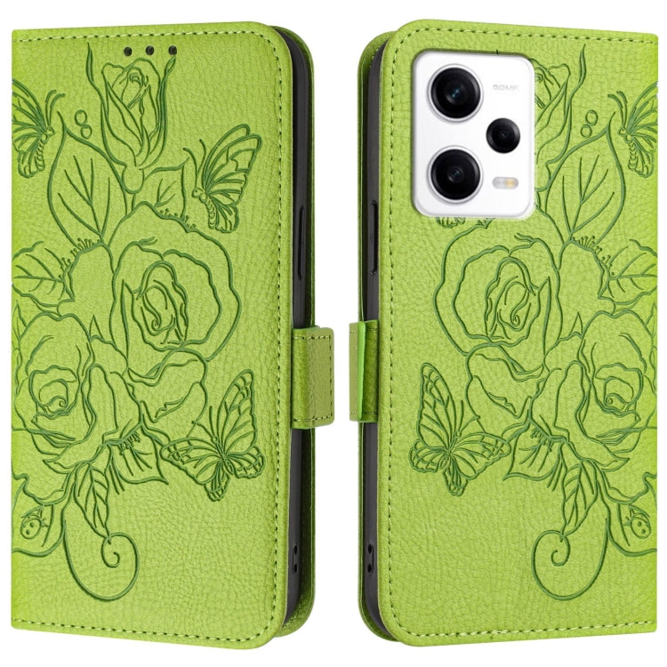 For Redmi Note 12 Pro Speed / Note 12 Pro 5G Embossed Rose RFID Anti-theft Leather Phone Case