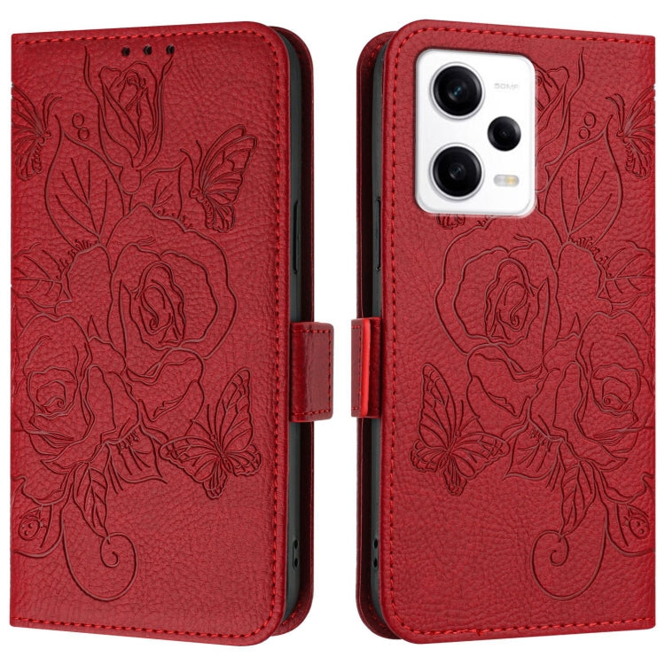 For Redmi Note 12 Pro Speed / Note 12 Pro 5G Embossed Rose RFID Anti-theft Leather Phone Case