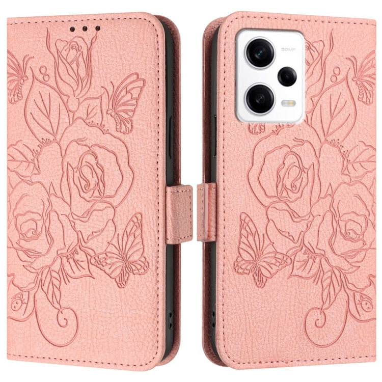 For Redmi Note 12 Pro Speed / Note 12 Pro 5G Embossed Rose RFID Anti-theft Leather Phone Case