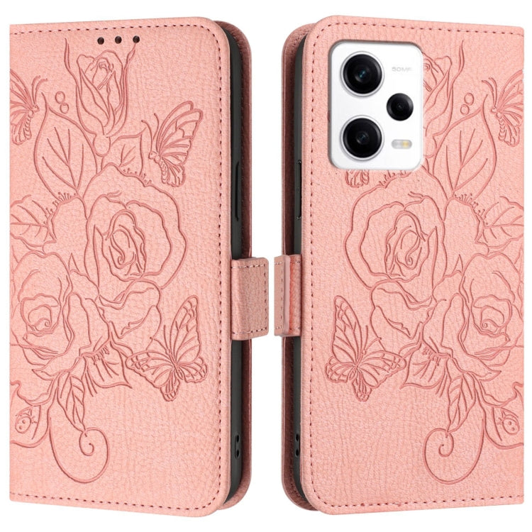 For Redmi Note 12 Explorer Embossed Rose RFID Anti-theft Leather Phone Case