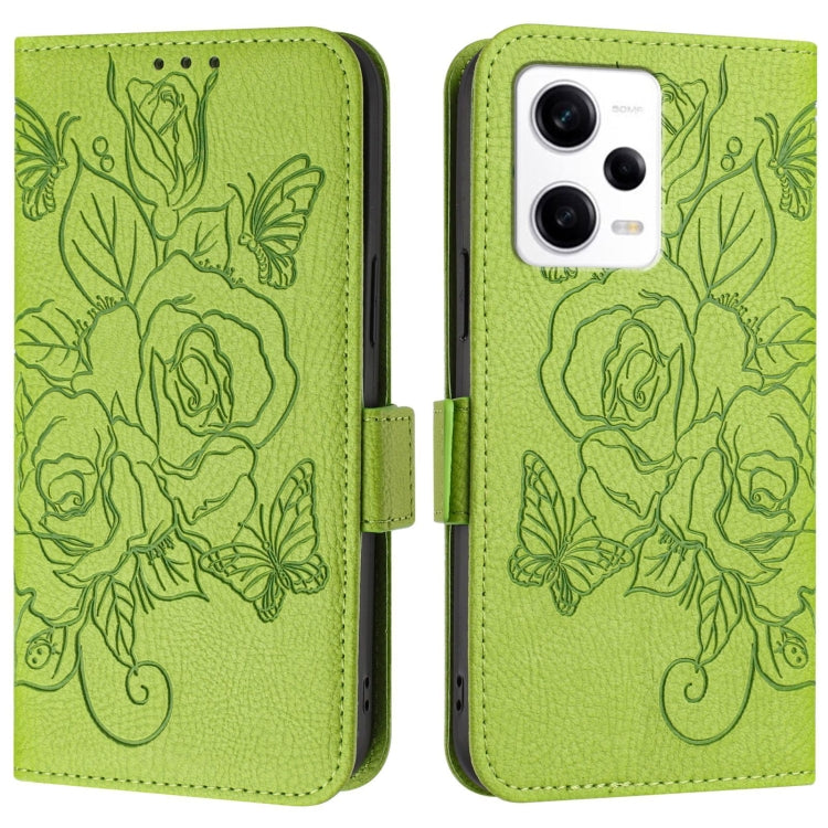 For Redmi Note 12 Pro+ 5G India Embossed Rose RFID Anti-theft Leather Phone Case