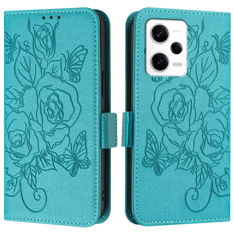 For Redmi Note 12 Pro+ 5G India Embossed Rose RFID Anti-theft Leather Phone Case