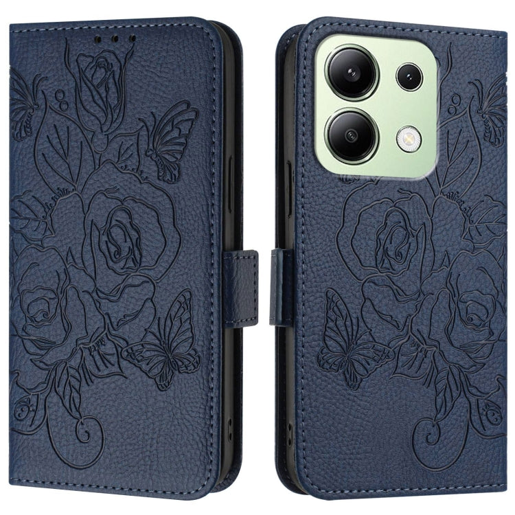 For Redmi Note 13 4G Global Embossed Rose RFID Anti-theft Leather Phone Case