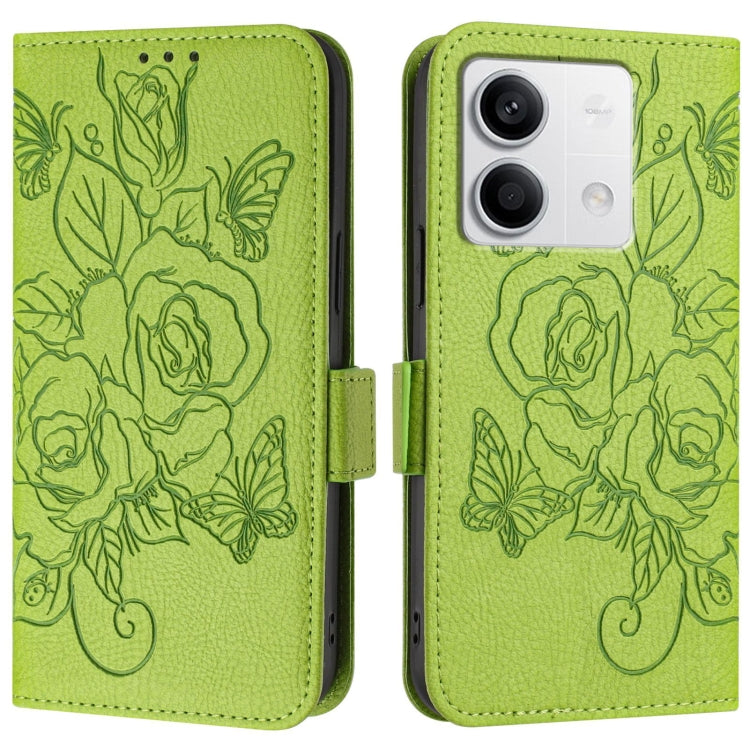 For Redmi Note 13 5G Global Embossed Rose RFID Anti-theft Leather Phone Case