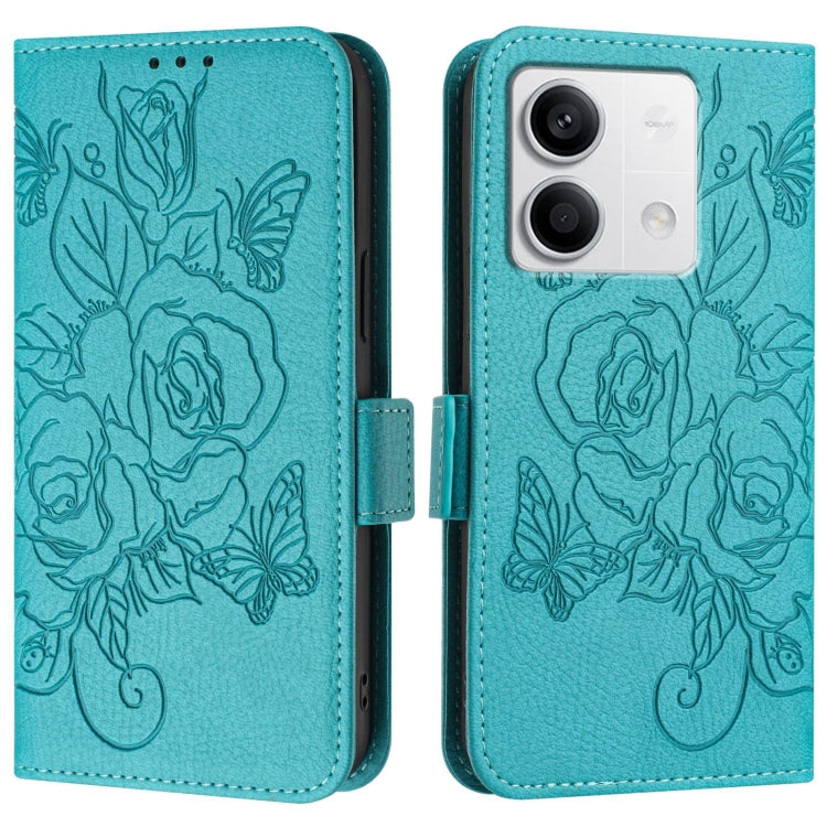 For Redmi Note 13 5G Global Embossed Rose RFID Anti-theft Leather Phone Case