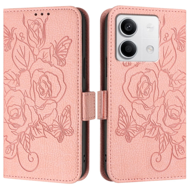 For Redmi Note 13 5G Global Embossed Rose RFID Anti-theft Leather Phone Case