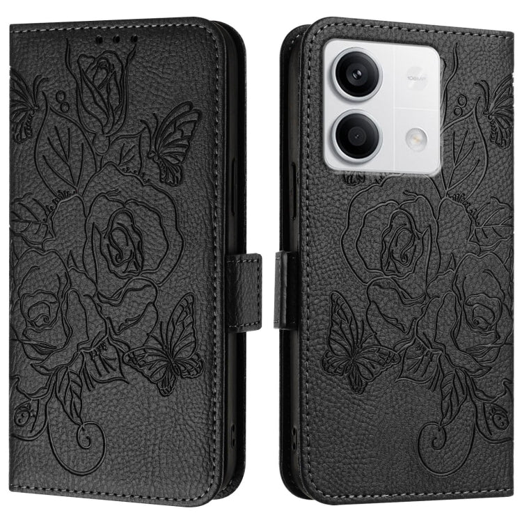 For Redmi Note 13 5G Global Embossed Rose RFID Anti-theft Leather Phone Case