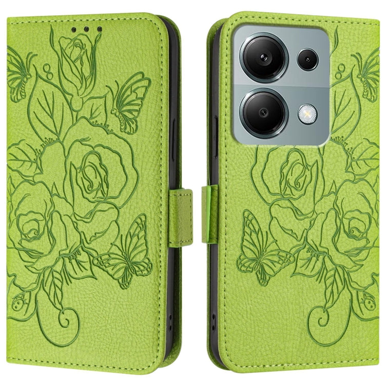 For Redmi Note 13 Pro 4G Global Embossed Rose RFID Anti-theft Leather Phone Case