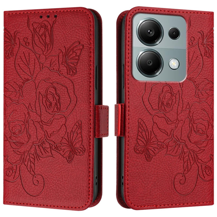 For Redmi Note 13 Pro 4G Global Embossed Rose RFID Anti-theft Leather Phone Case