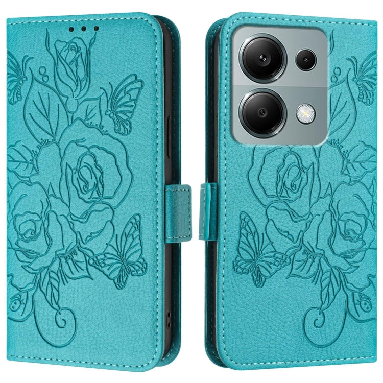 For Redmi Note 13 Pro 4G Global Embossed Rose RFID Anti-theft Leather Phone Case