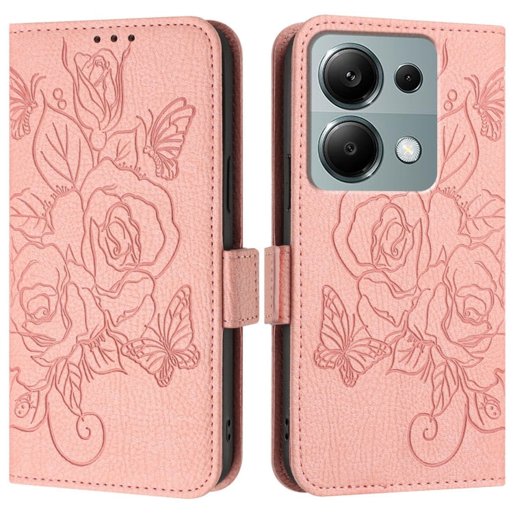 For Redmi Note 13 Pro 4G Global Embossed Rose RFID Anti-theft Leather Phone Case