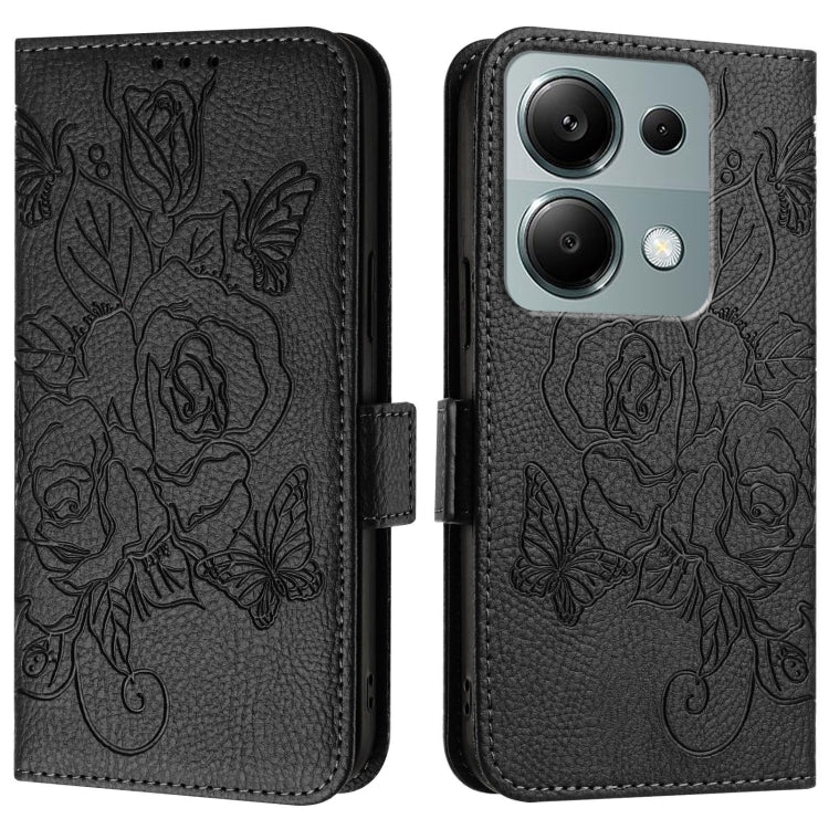For Redmi Note 13 Pro 4G Global Embossed Rose RFID Anti-theft Leather Phone Case