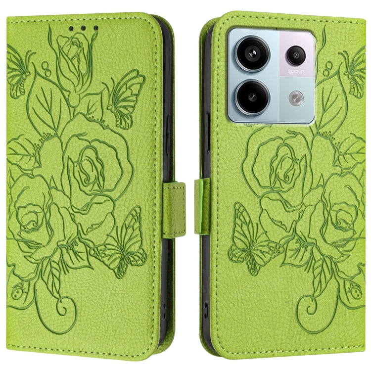 For Redmi Note 13 Pro 5G Global Embossed Rose RFID Anti-theft Leather Phone Case