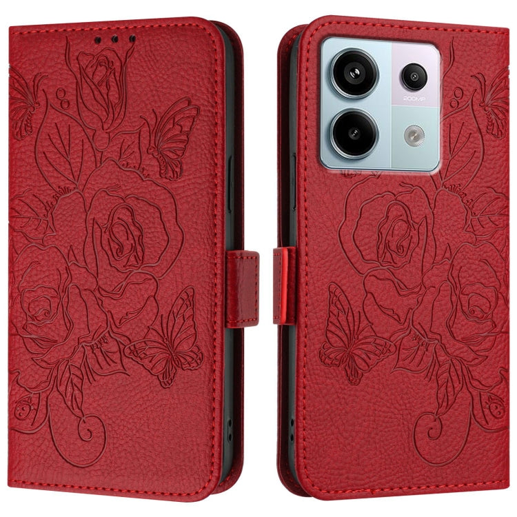 For Redmi Note 13 Pro 5G Global Embossed Rose RFID Anti-theft Leather Phone Case