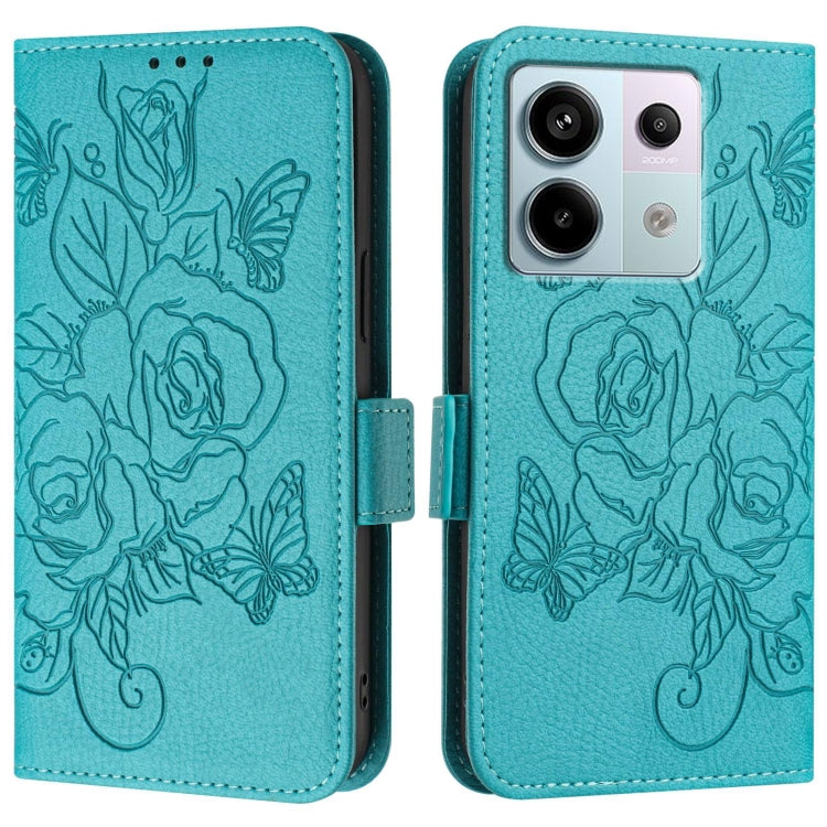 For Redmi Note 13 Pro 5G Global Embossed Rose RFID Anti-theft Leather Phone Case