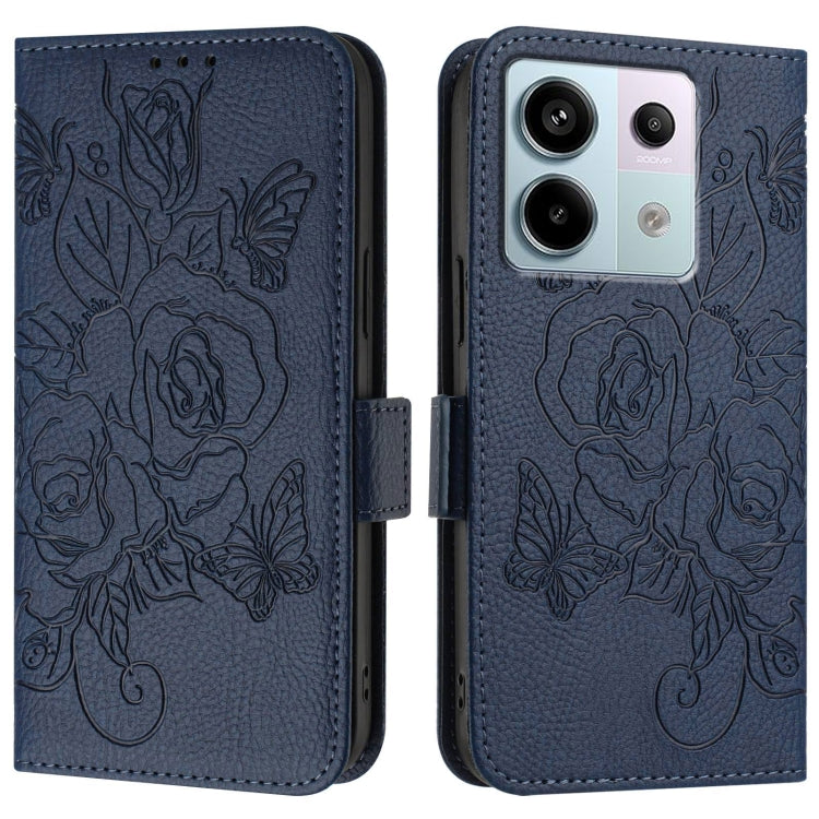For Redmi Note 13 Pro 5G Global Embossed Rose RFID Anti-theft Leather Phone Case