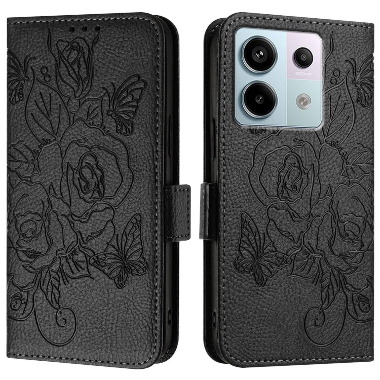 For Redmi Note 13 Pro 5G Global Embossed Rose RFID Anti-theft Leather Phone Case