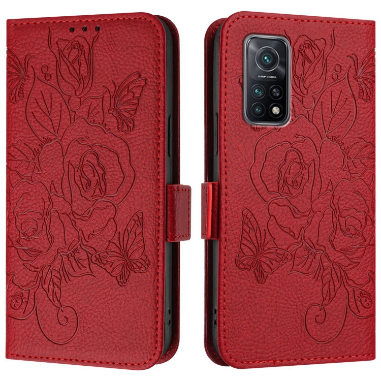For Redmi K30s / Xiaomi Mi 10T / 10T Pro Embossed Rose RFID Anti-theft Leather Phone Case