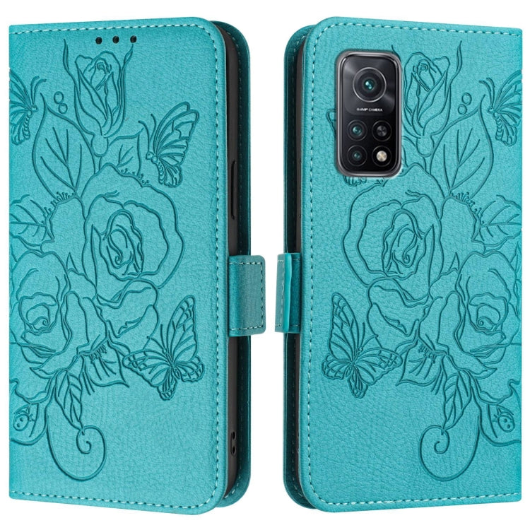 For Redmi K30s / Xiaomi Mi 10T / 10T Pro Embossed Rose RFID Anti-theft Leather Phone Case