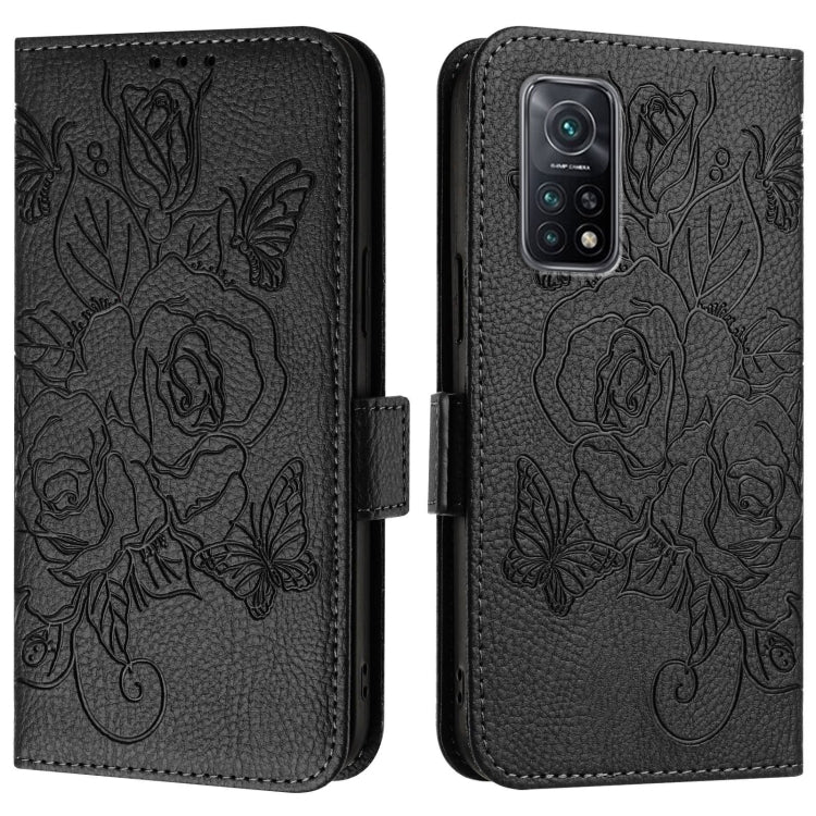 For Redmi K30s / Xiaomi Mi 10T / 10T Pro Embossed Rose RFID Anti-theft Leather Phone Case